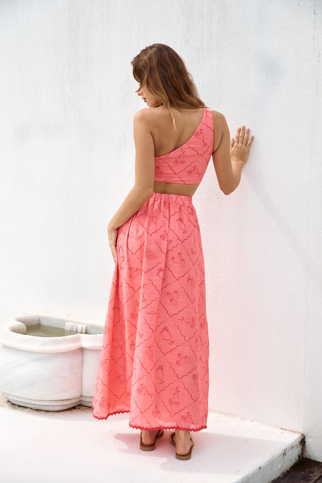 Another Round One Shoulder Crop Top Red