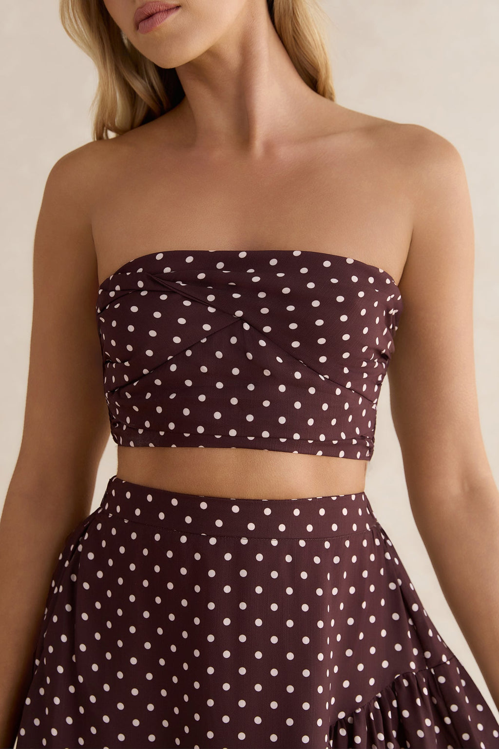 Shimmering Sands Polka Dot Crop Top Brown