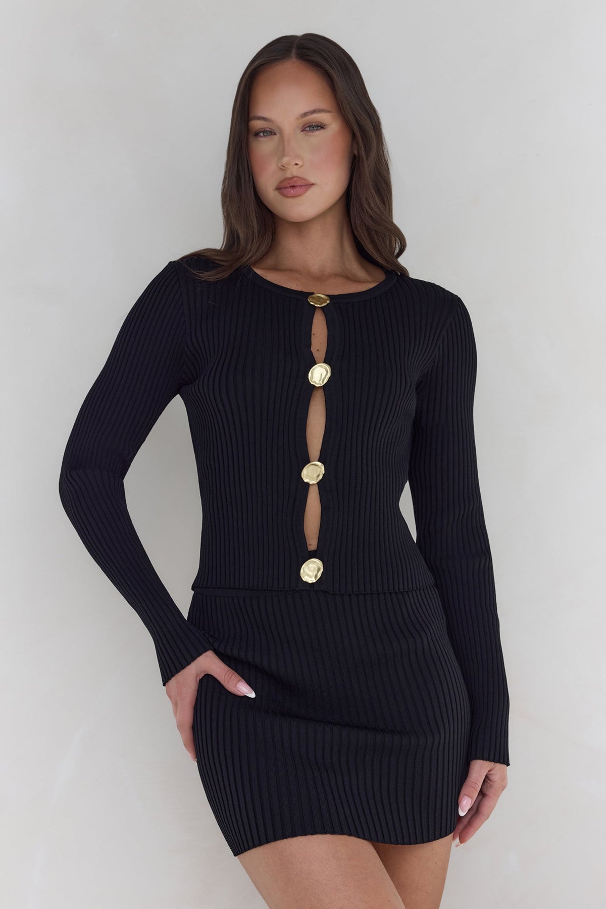 Snowdrop Knit Mini Skirt Black