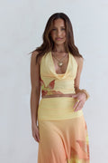 Sunrise Stars Mesh Halter Top Yellow