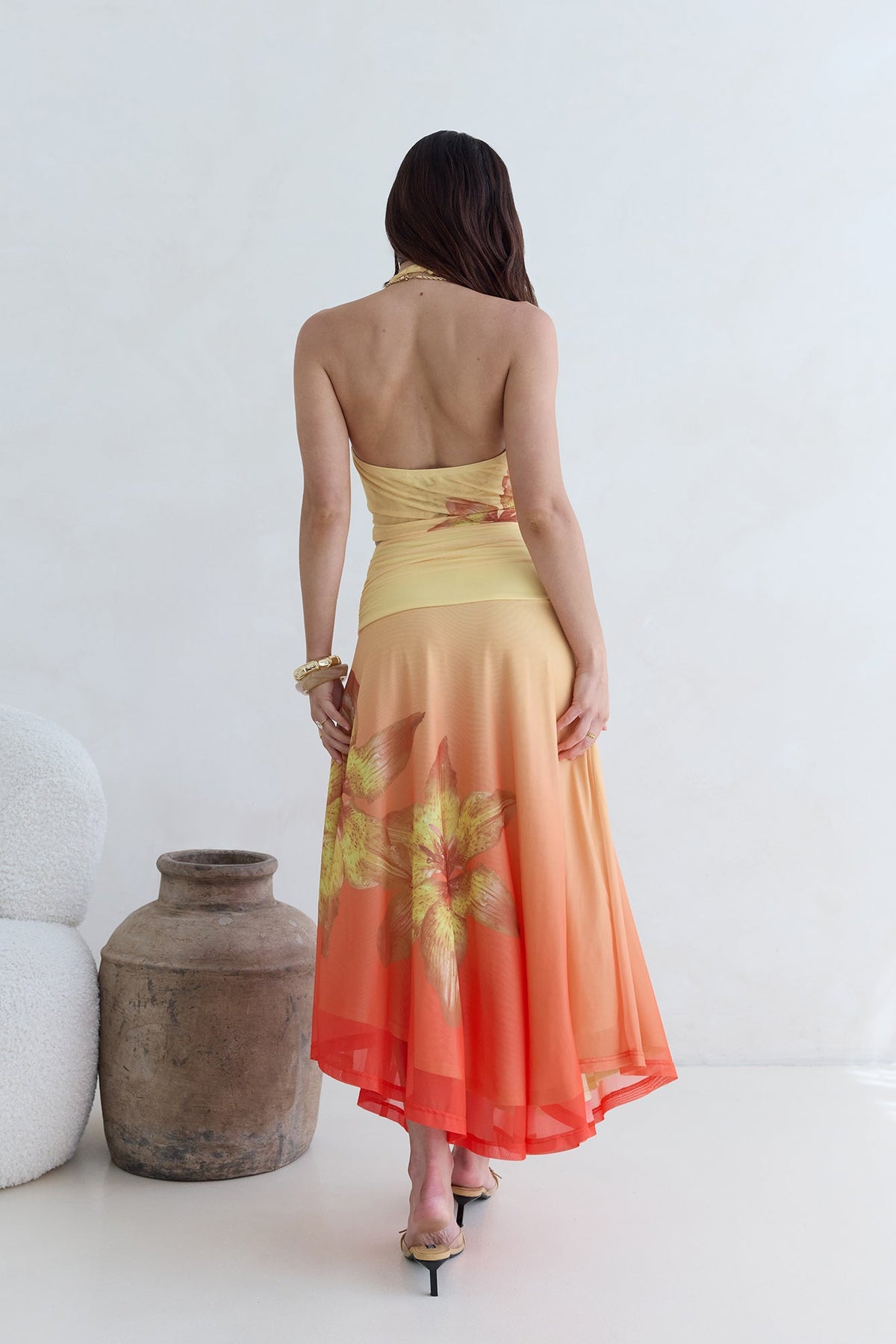 Sunrise Stars Mesh Maxi Skirt Yellow