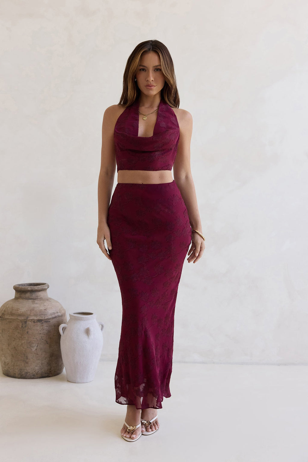 She's The Flame Maxi Skirt Wine