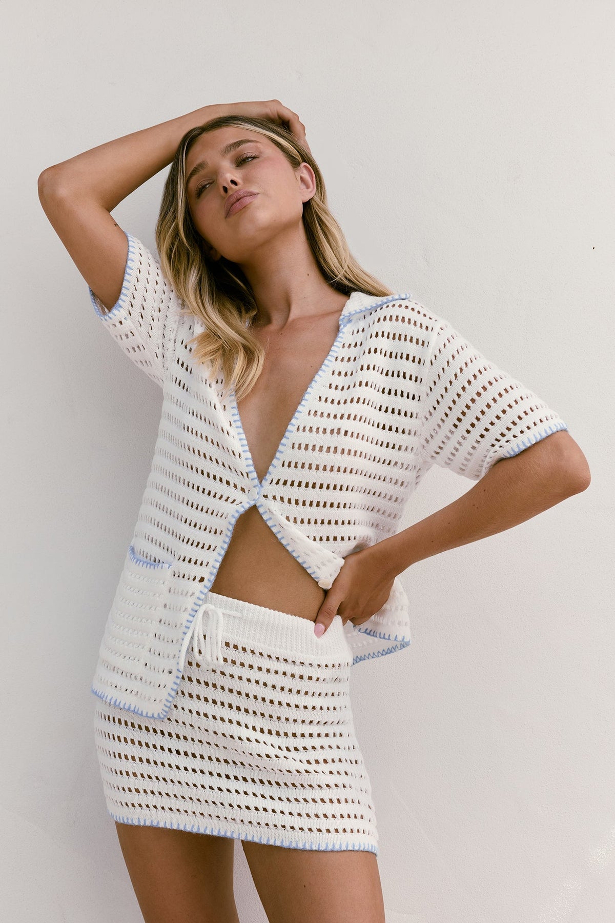 Avalon Knit Mini Skirt Blue