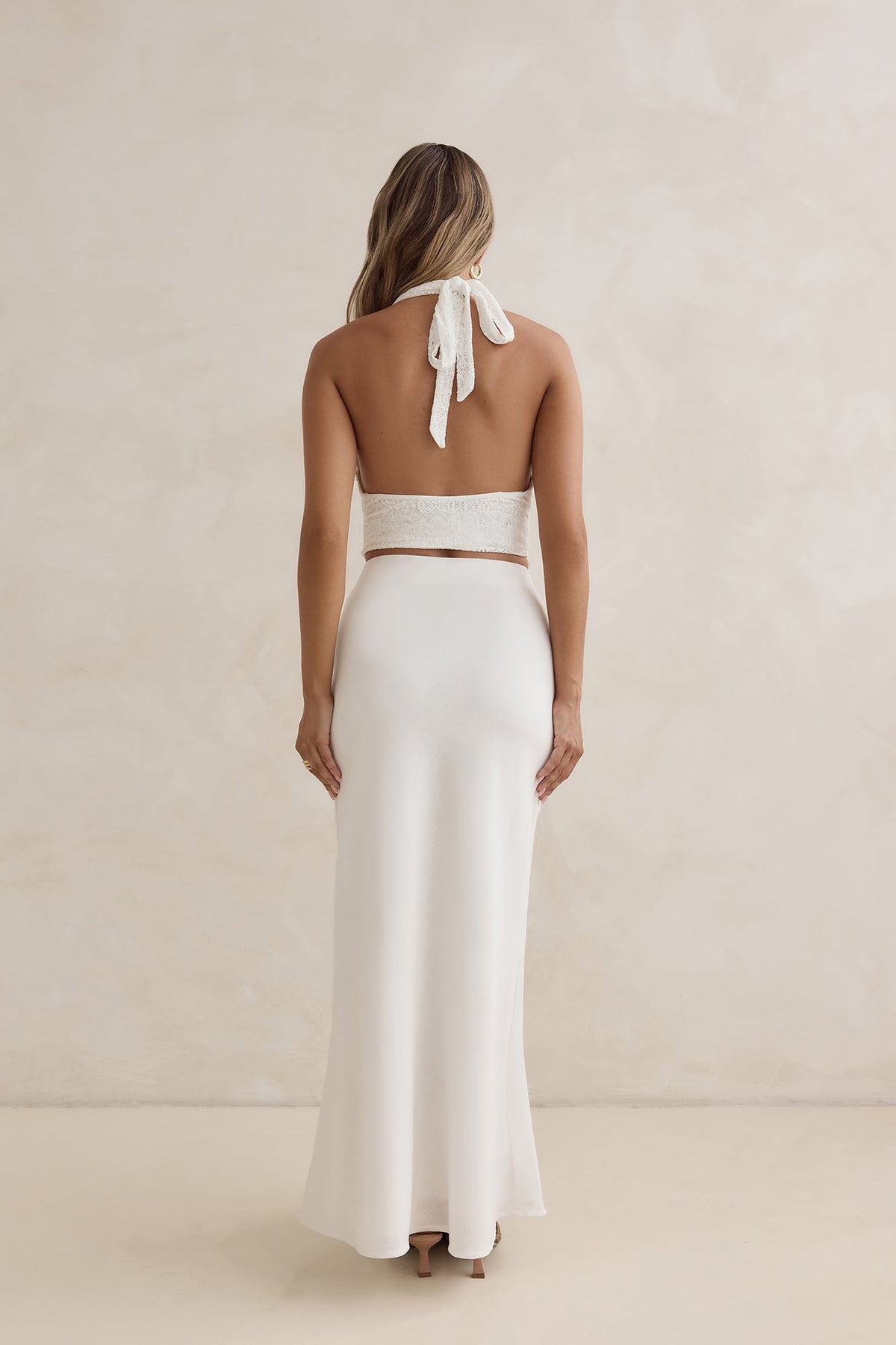 Sunset Drinks Linen Maxi Skirt White
