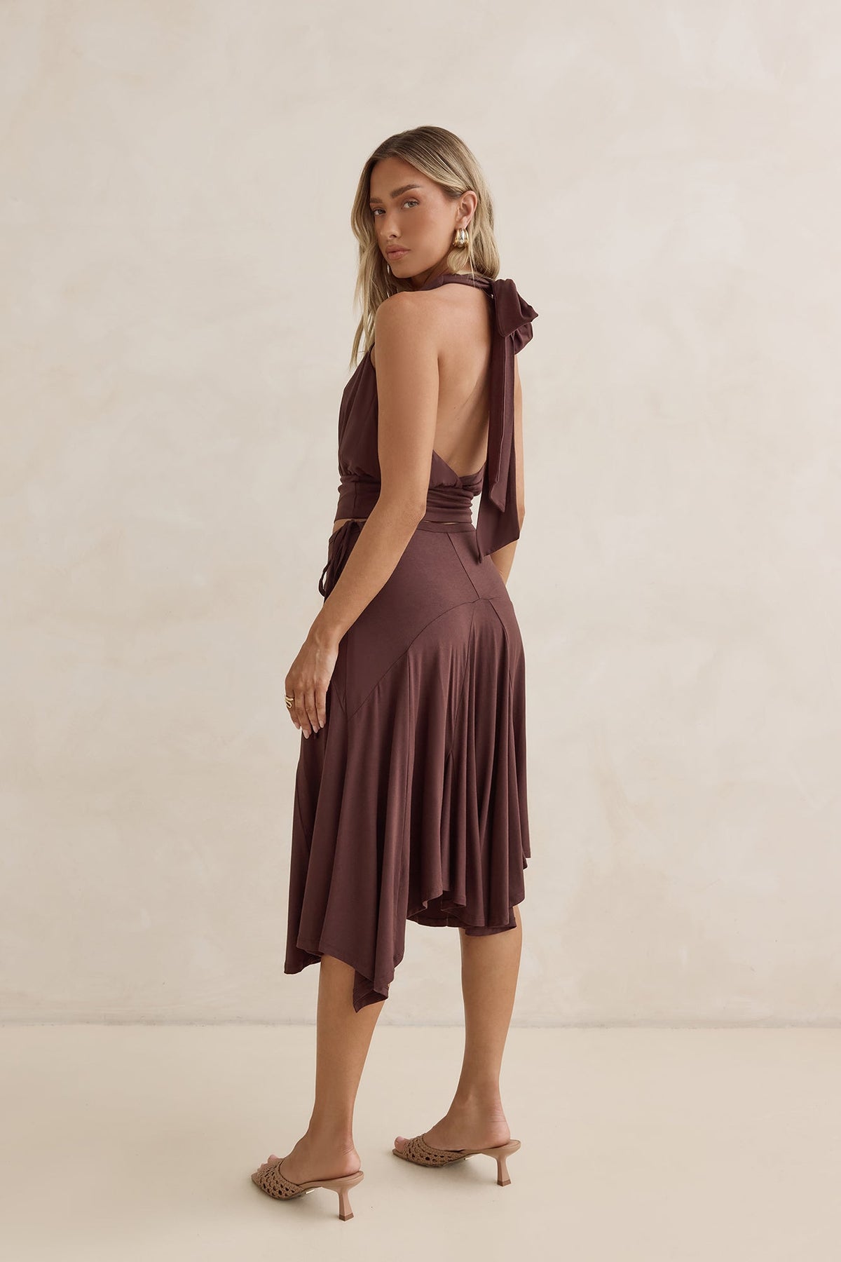 Dreamy Shores Midi Skirt Brown