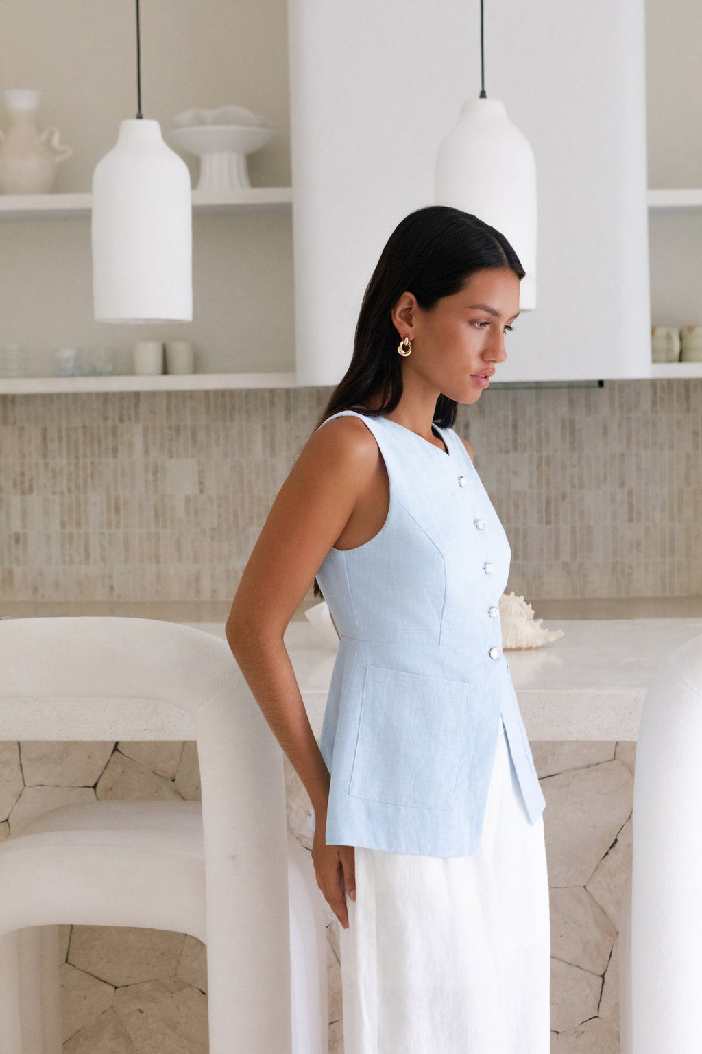 Ocean Eyes Vest Top Blue