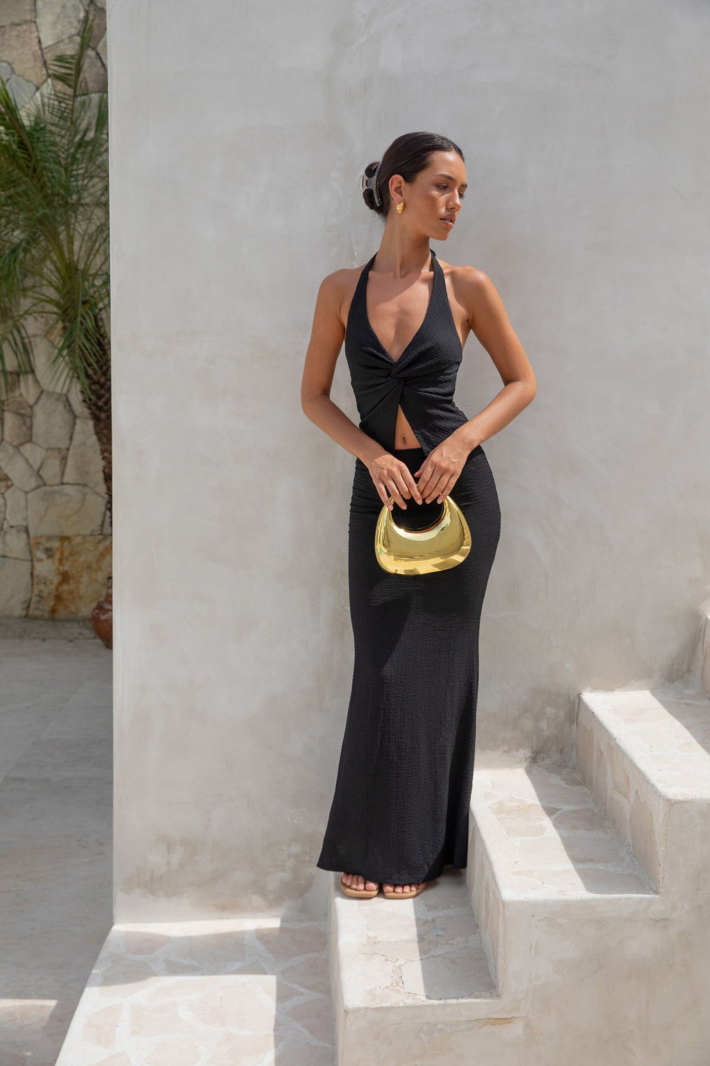 Palm Tree Paradise Maxi Skirt Black