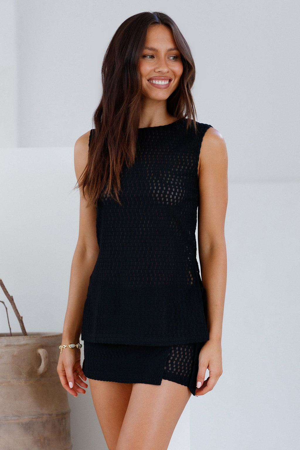 Enamoured Vest Top Black